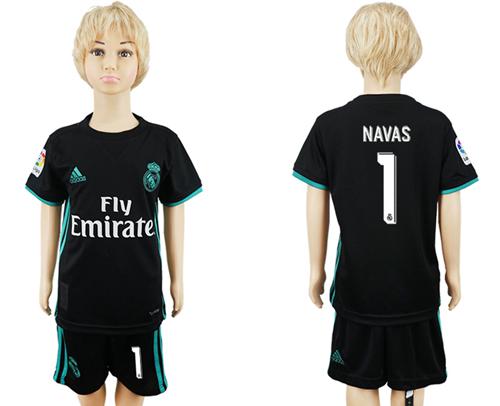 Real Madrid #1 Navas Away Kid Soccer Club Jersey - Click Image to Close